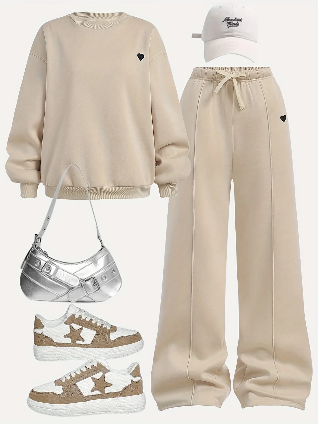Jogging beige - petit coeur